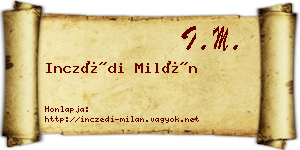 Inczédi Milán névjegykártya